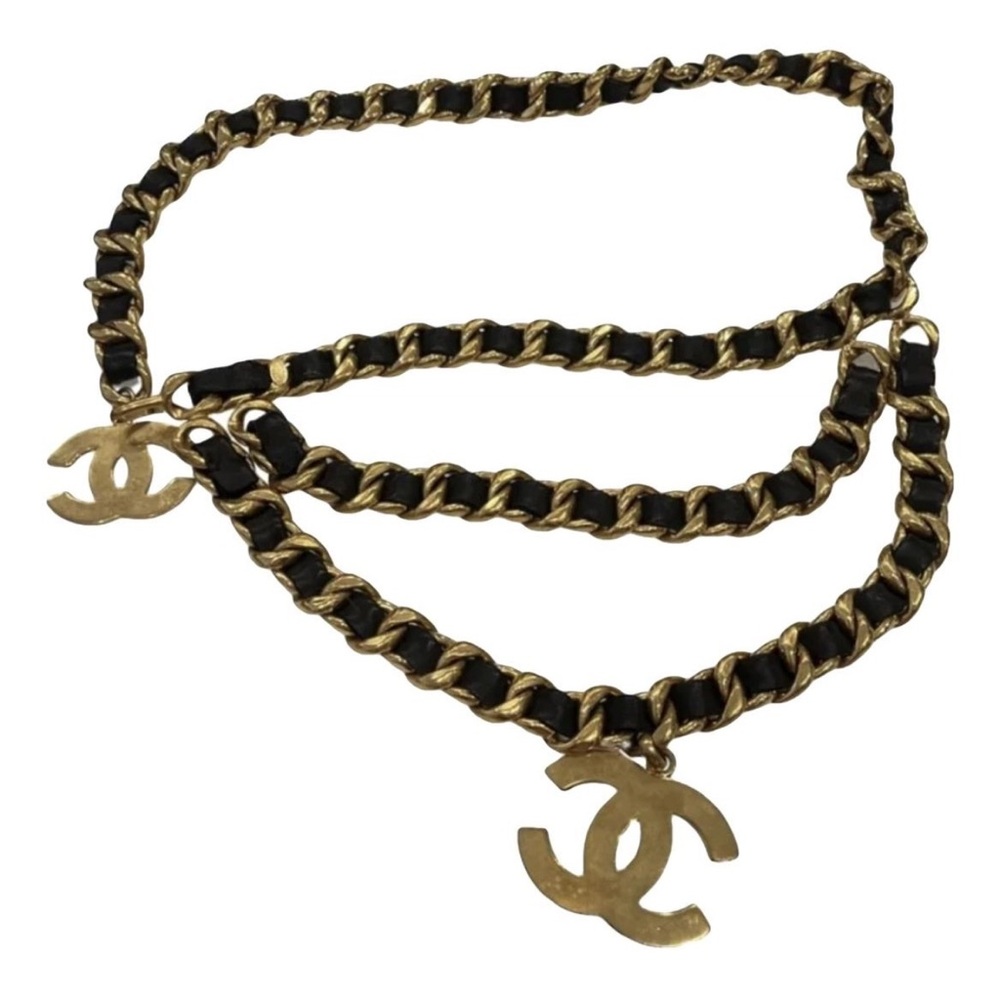 CHANEL ICONIC MASSIVE CC BELT LEATHER VINTAGE CHAIN CHARM NECKLACE LOGO 34 INCH